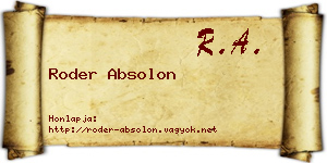 Roder Absolon névjegykártya